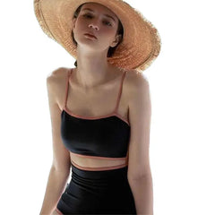 Contrasting Black Vintage One-Piece Split Swimsuit