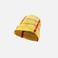 Contrasting Colors Lattice Crochet Bucket Fisherman Hats