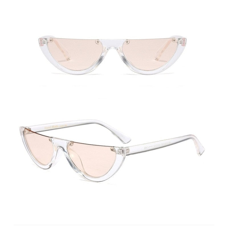 Cool Semi-Rimless Narrow Frame Cat Eye Sunglasses