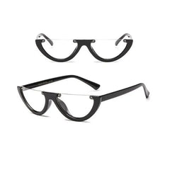 Cool Semi-Rimless Narrow Frame Eye Sunglasses - Black Clear