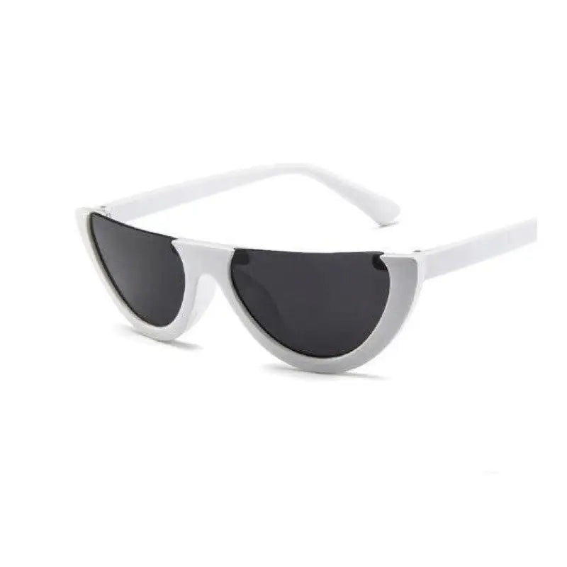 Cool Semi-Rimless Narrow Frame Eye Sunglasses - White Gray