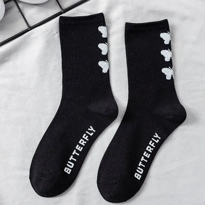 Coolest Cotton Socks - Butterfly -Black / One Size / Black