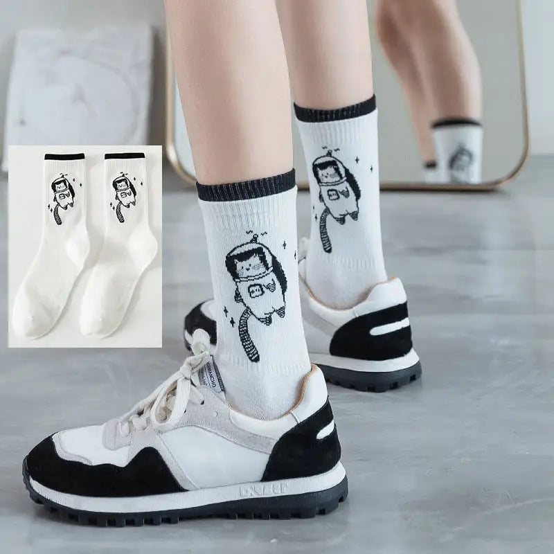 Coolest Cotton Socks - Space Cat / One Size / Black