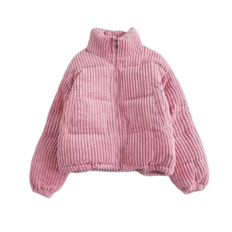 Corduroy Bomber Long Sleeve Jacket Pink / S