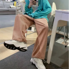 Corduroy Color Solid Baggy Wide Leg Pants