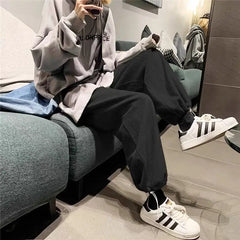 Corduroy Color Solid Baggy Wide Leg Pants black / S