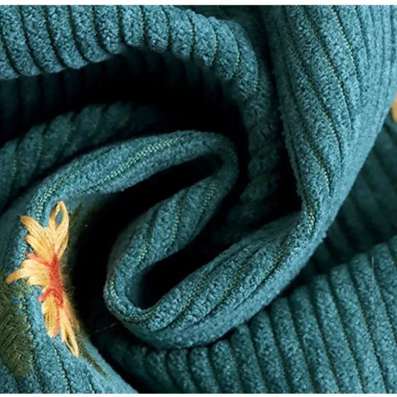 Corduroy Floral Embroidery Skirt for Women