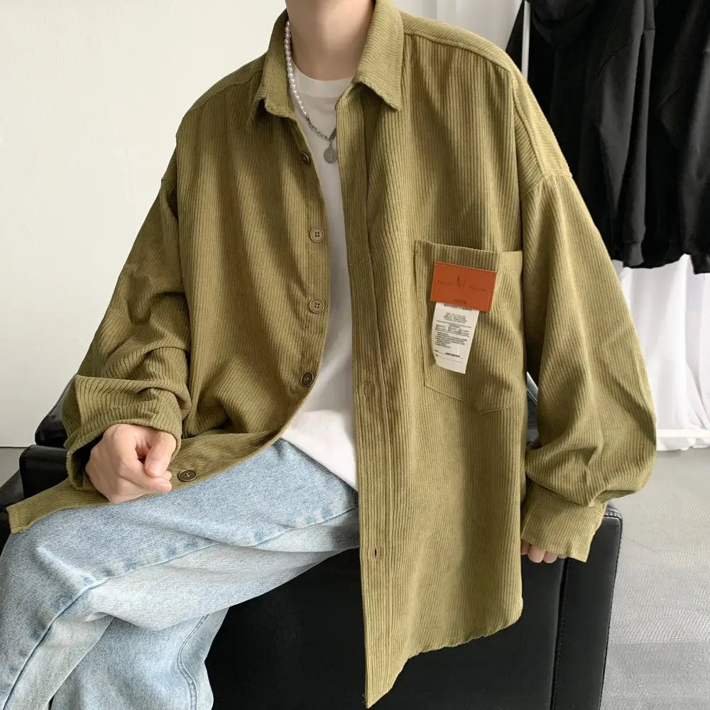 Corduroy Long Sleeve Korean Shirt