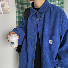 Corduroy Long Sleeve Korean Shirt for Men