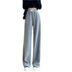 Corduroy Loose Thickened Wide Leg Sweatpants Grey / S