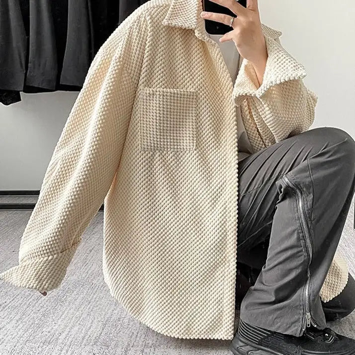 Corduroy Solid Color Long Sleeve Shirt