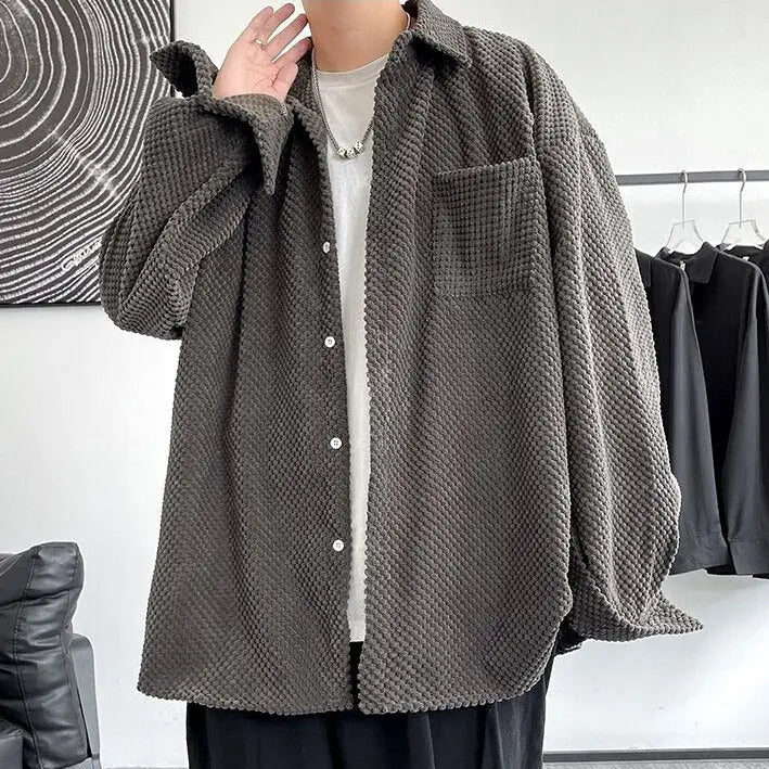 Corduroy Solid Color Long Sleeve Shirt