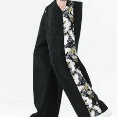 Corduroy Sweatpants Solid Color Full Length for Men M / lack