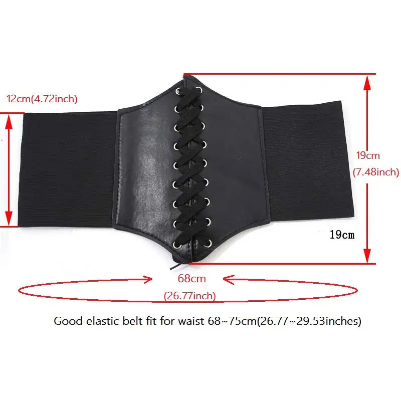 Corset with Laces Elastic Waist PU Leather Belt