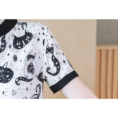 Cosmic Cat Black and White shirt