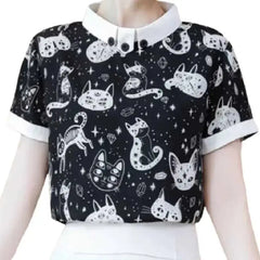 Cosmic Cat Black and White shirt