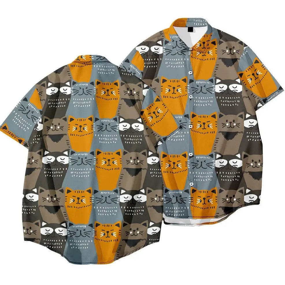 Cosmic Cat Short Sleeve Shirt - pattern shirt 2 / XXS