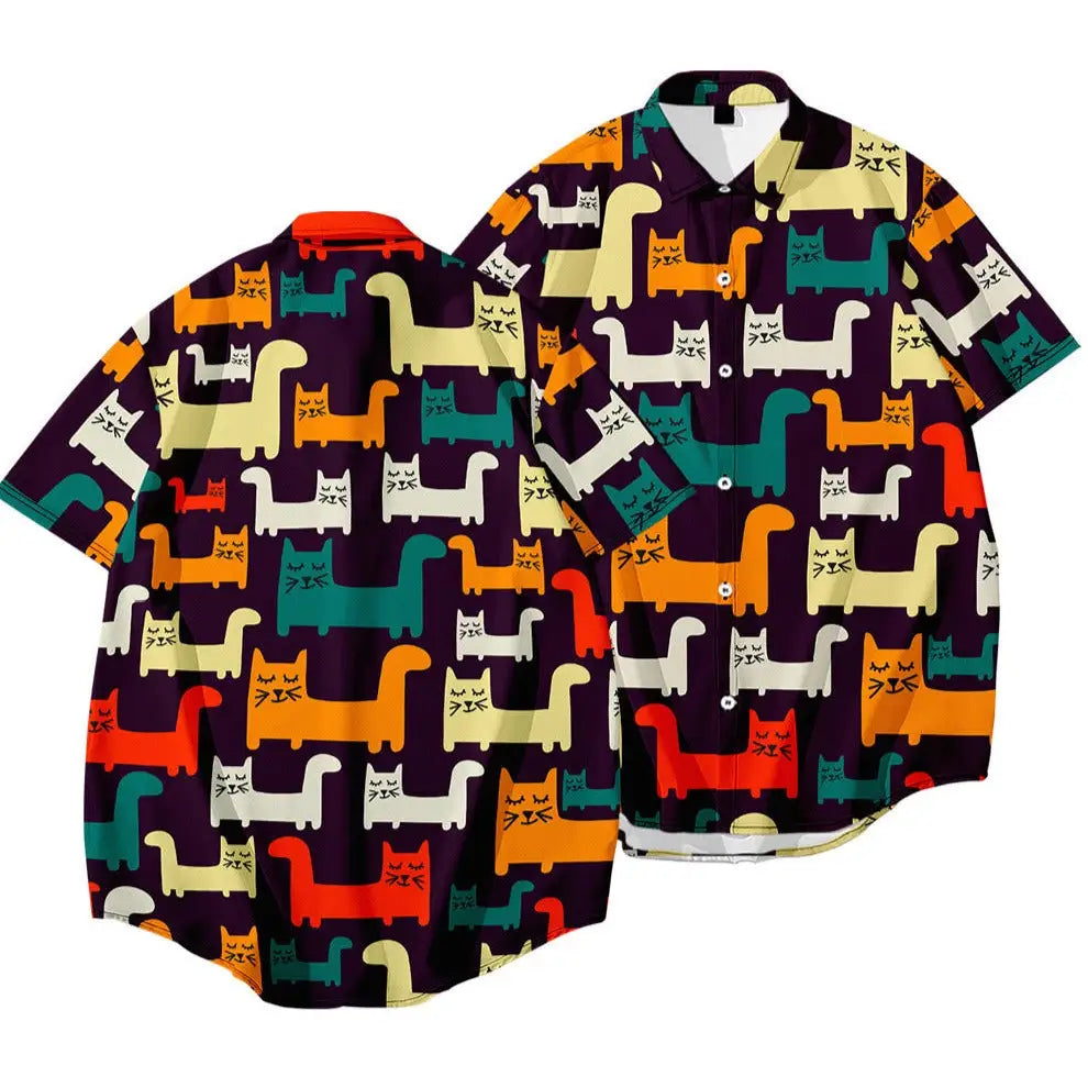 Cosmic Cat Short Sleeve Shirt pattern shirt / XXS
