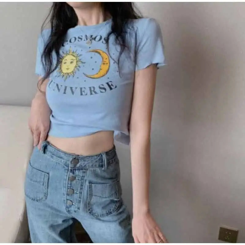 Cosmos Universe Short-Sleeved Blouse for Women