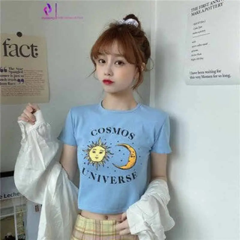 Cosmos Universe Short-Sleeved Blouse for Women