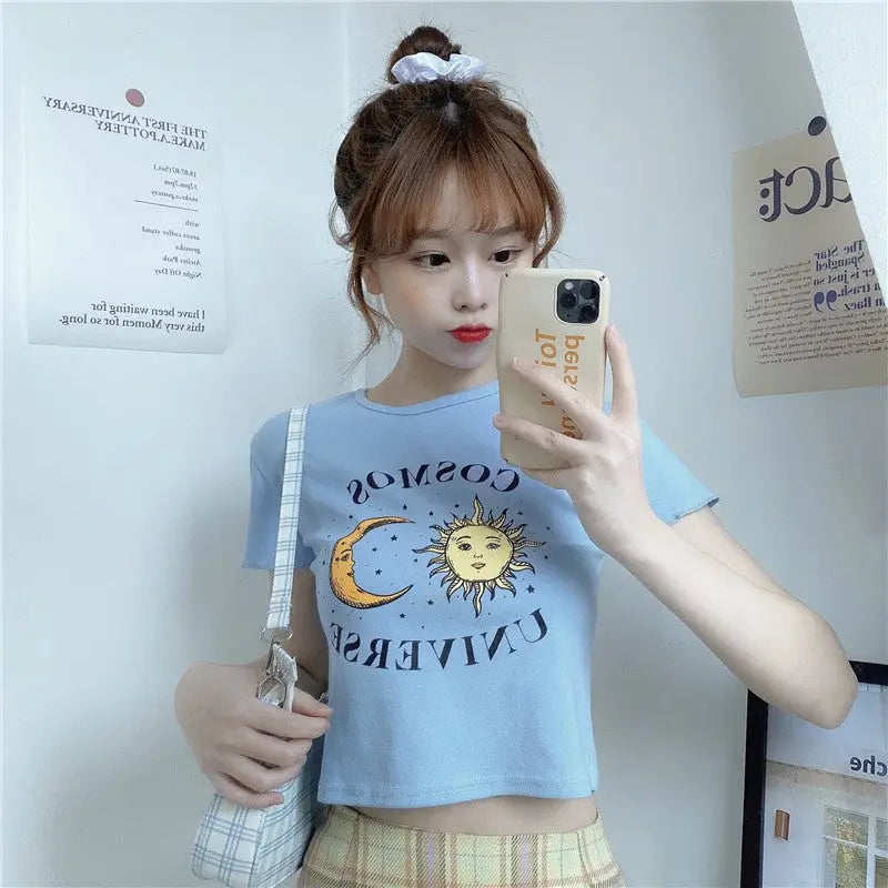 Cosmos Universe Short-Sleeved Blouse for Women