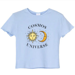 Cosmos Universe Short-Sleeved Blouse for Women Blue / M