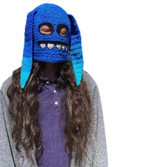 Cosplay Bunny Ear Windproof Mask for Cold Weather Blue