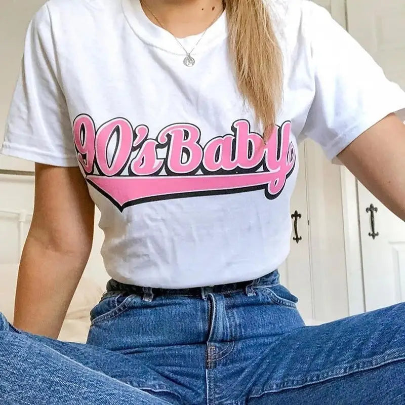 Cotton 90s Baby T-Shirt for Adults White / S