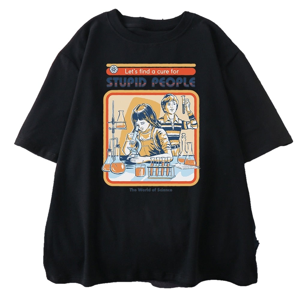 Cotton A Cure For Stupid People T-Shirt Black / S