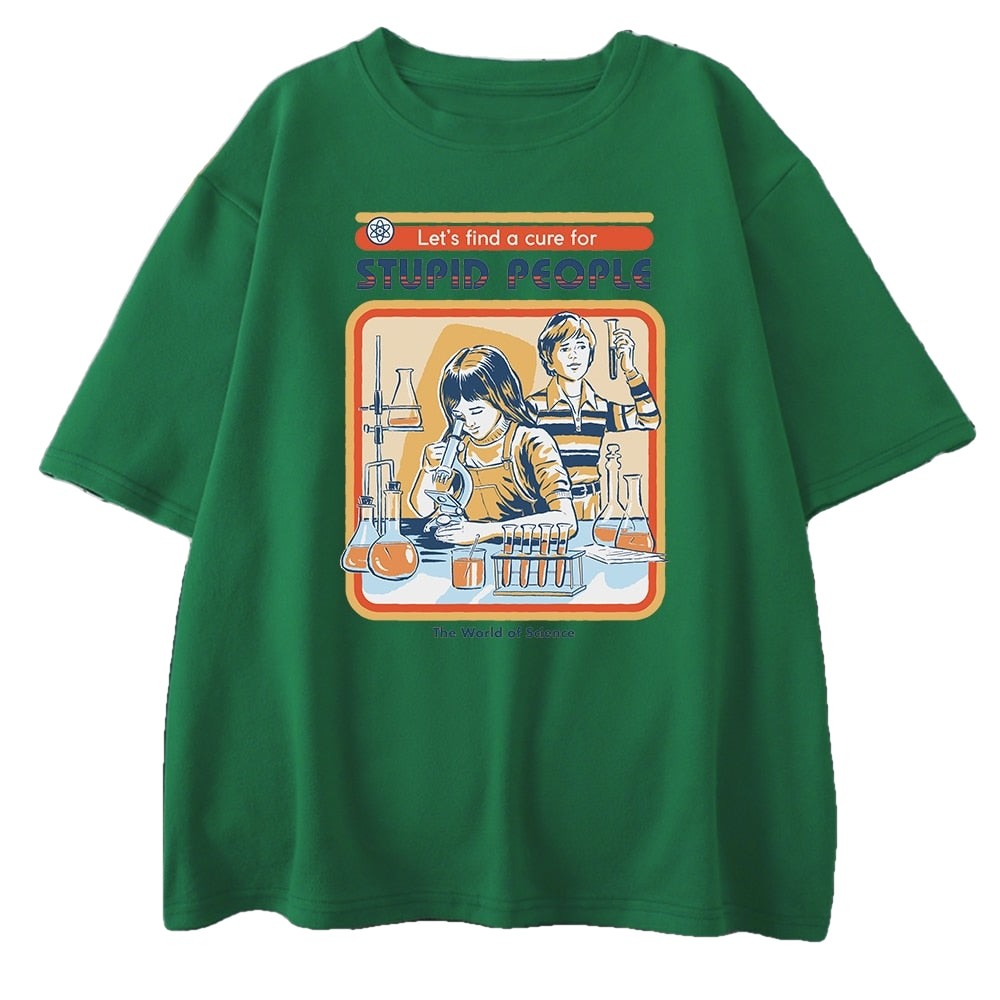 Cotton A Cure For Stupid People T-Shirt Green / S