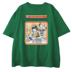 Cotton A Cure For Stupid People T-Shirt Green / S