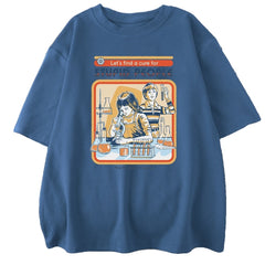 Cotton A Cure For Stupid People T-Shirt Haze Blue / S