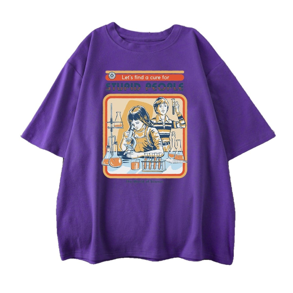 Cotton A Cure For Stupid People T-Shirt Purple / S