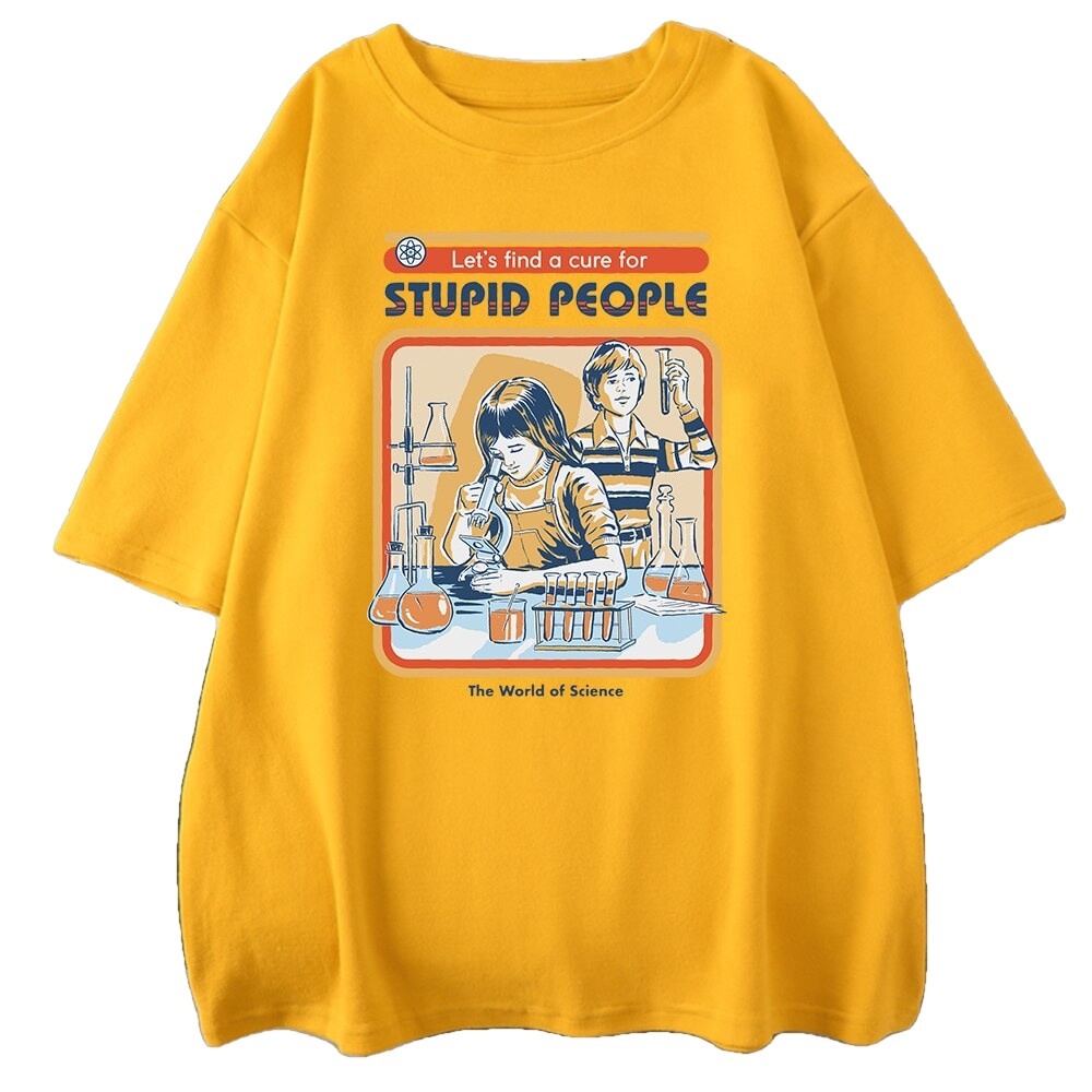Cotton A Cure For Stupid People T-Shirt Yellow / S