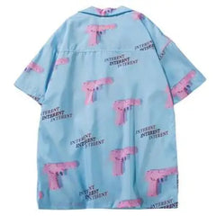 Cotton Aesthetic Pink Pistol Shirt for All Seasons