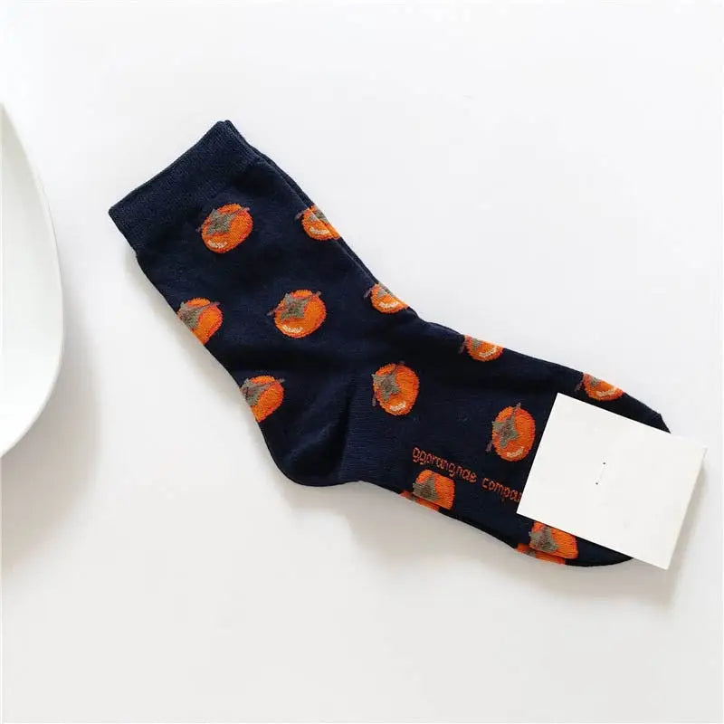 Cotton Animal Cartoon Middle Tube Socks Dark Blue Tomatoe