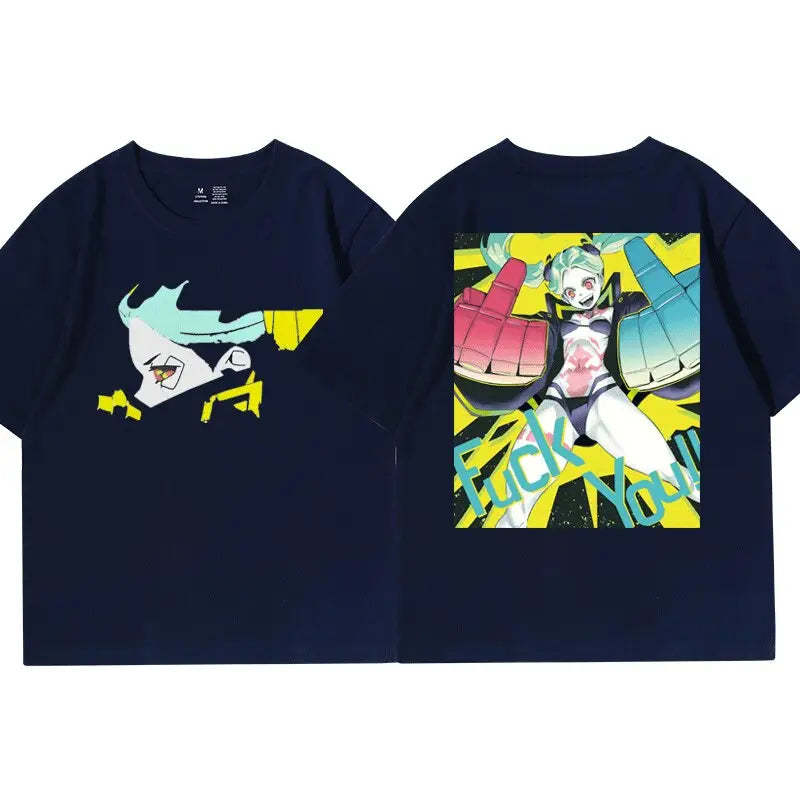 Cotton Anime Cyberpunk Short Sleeve T Shirt Navy / XS