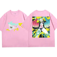 Cotton Anime Cyberpunk Short Sleeve T Shirt Pink / XS
