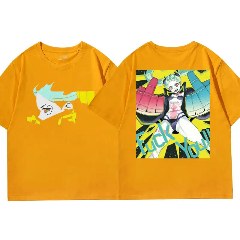 Cotton Anime Cyberpunk Short Sleeve T Shirt Yellow / XS
