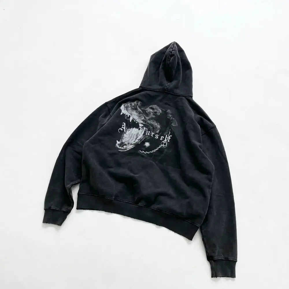 Cotton Askyurself Dog Head Hooded Sweatshirt Black / S