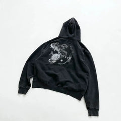 Cotton Askyurself Dog Head Hooded Sweatshirt Black / S