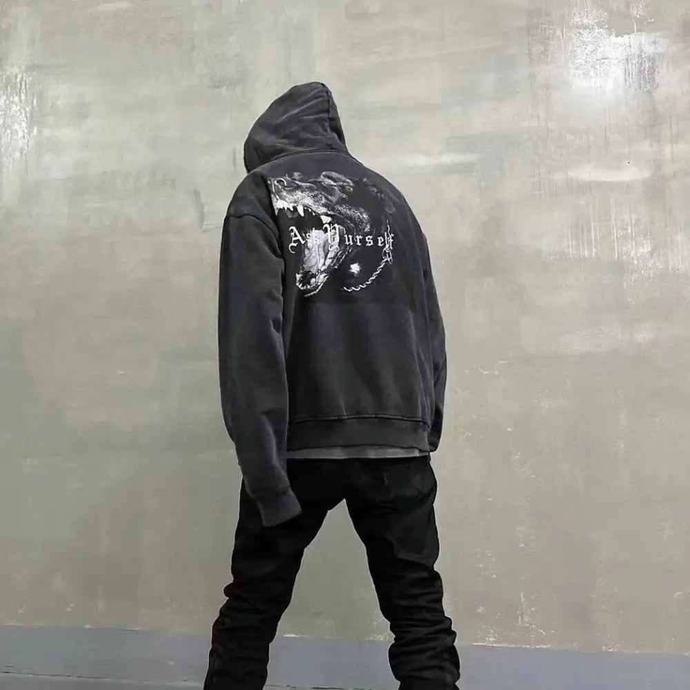 Cotton Askyurself Dog Head Hooded Sweatshirt