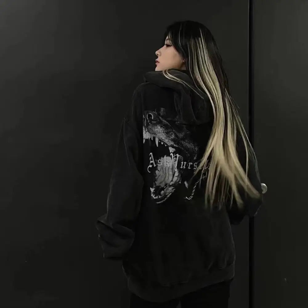 Cotton Askyurself Dog Head Hooded Sweatshirt