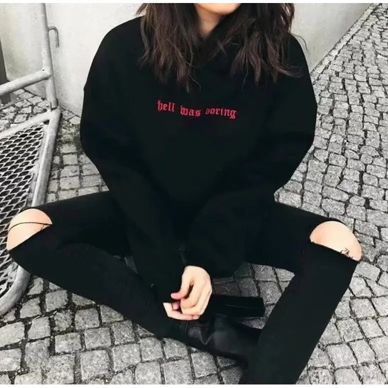 Cotton Boring Hoodie Specifications Hell Was Design Black