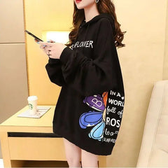 Cotton Butterfly 3D Graphic Crewneck Oversized Sweatshirt