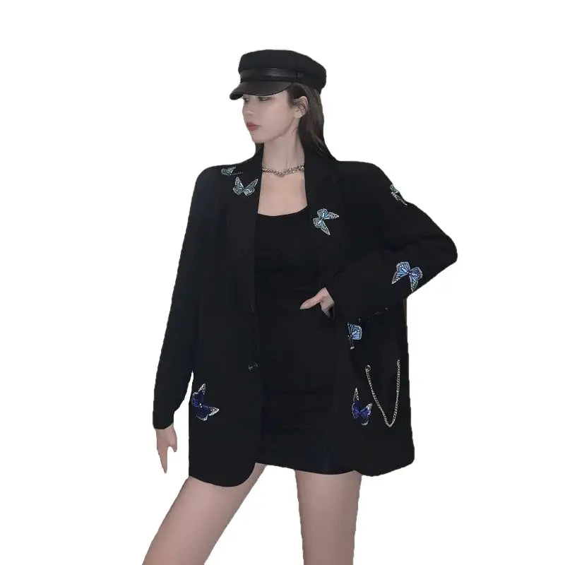 Cotton Butterfly Oversize Chain Blazer