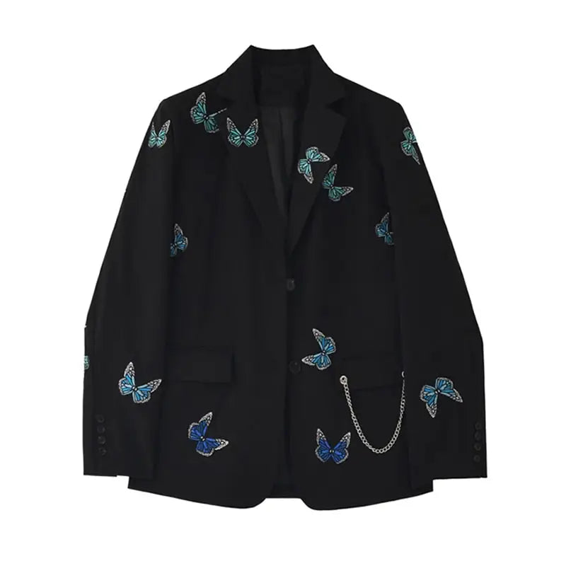 Cotton Butterfly Oversize Chain Blazer Black / S