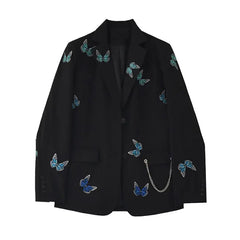 Cotton Butterfly Oversize Chain Blazer Black / S