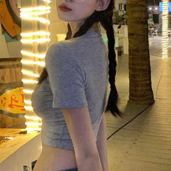 Cotton Butterfly V-Neck Chain Crop Top