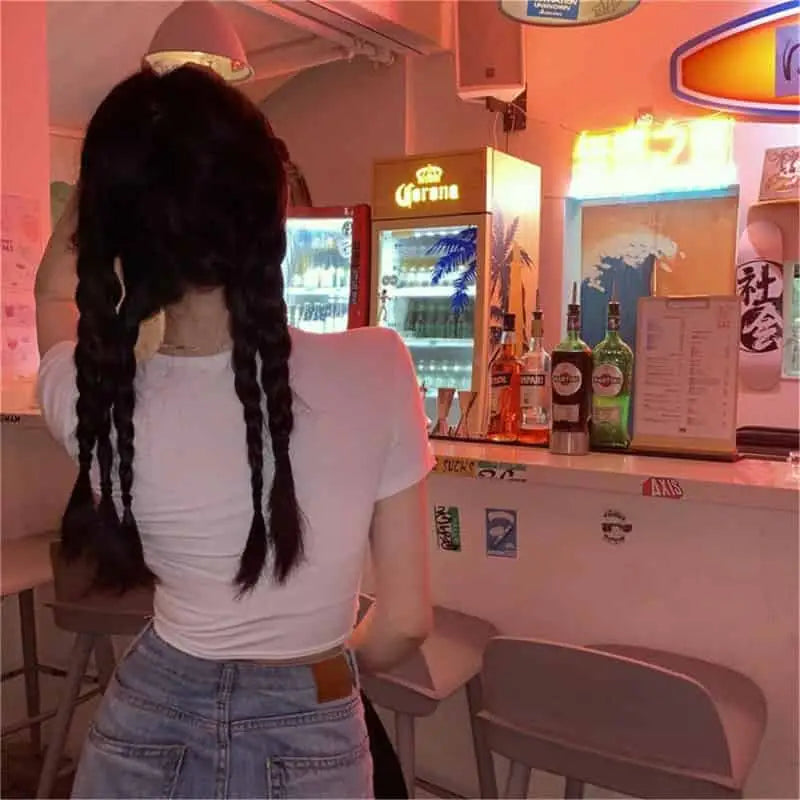 Cotton Butterfly V-Neck Chain Crop Top